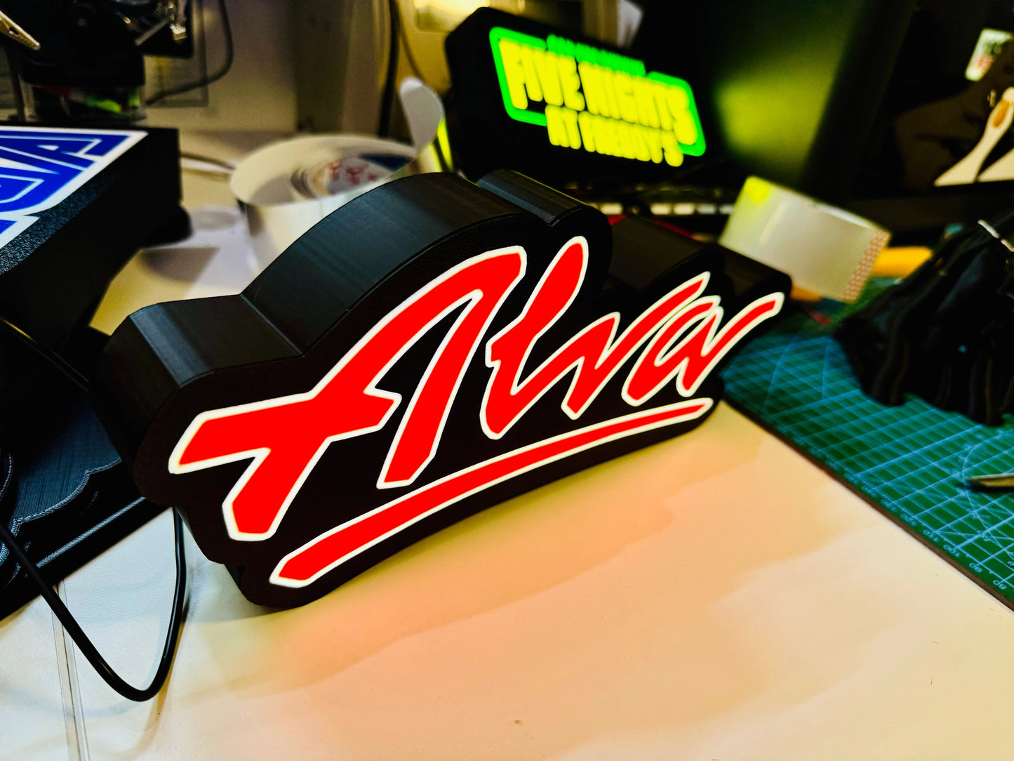 Alva - Light up Logo / Sign - USB Powered - Michael's 3D World