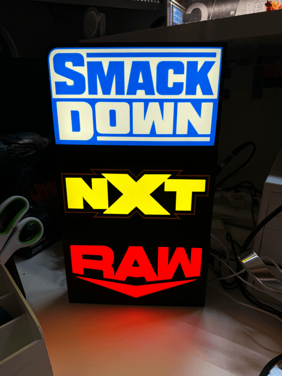 WWE RAW / NXT / Smack Down Light Up Signs - USB Powered - Michael's 3D World