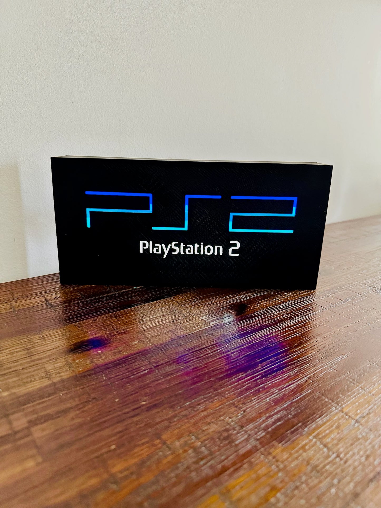 Sony Playstation 2 Logo - Original PS2 Colours - Light Up Wall Art - USB Power
