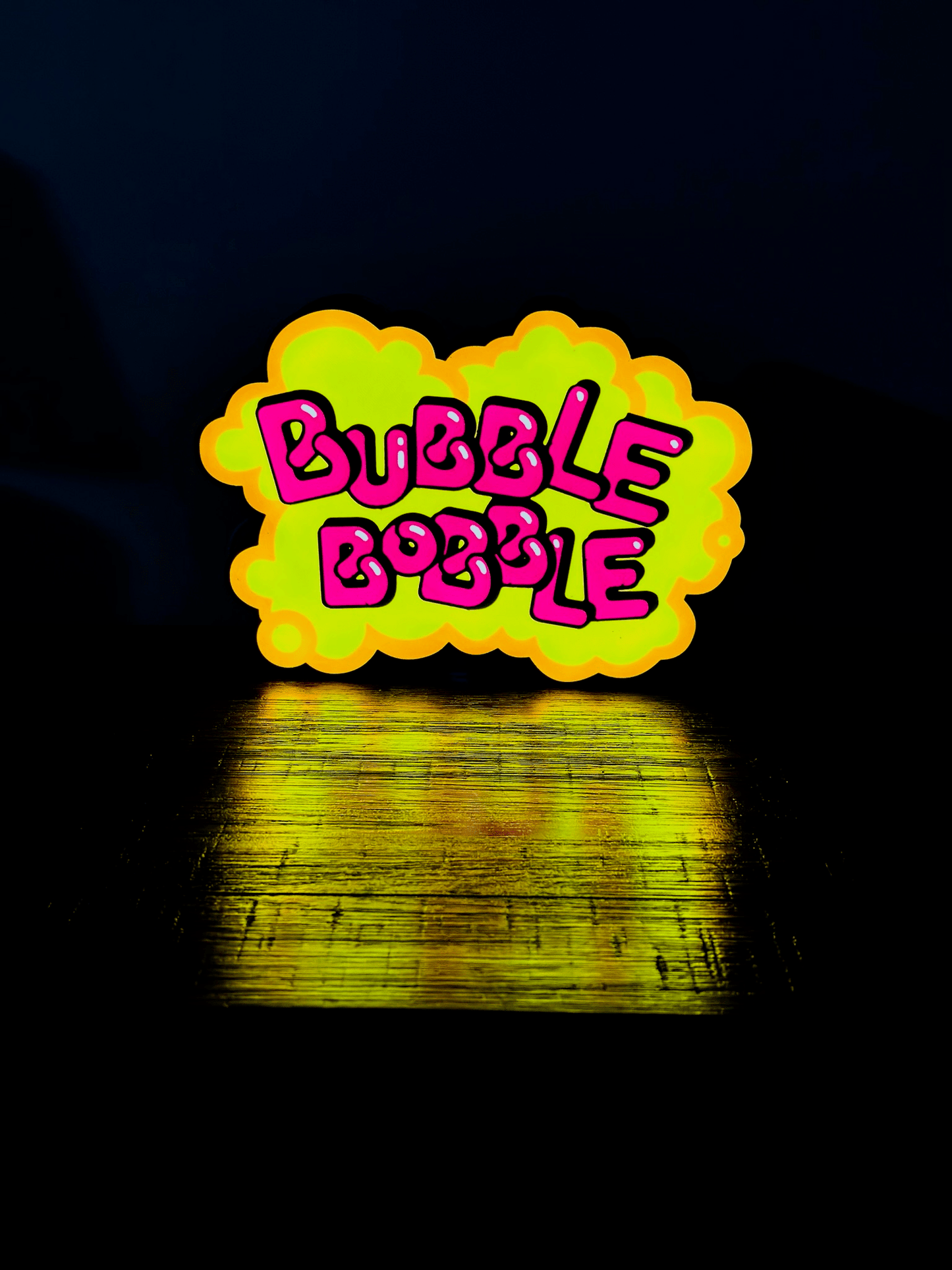 Bubble Bobble Retro Gaming Logo - Night Light / Light Up Wall Art