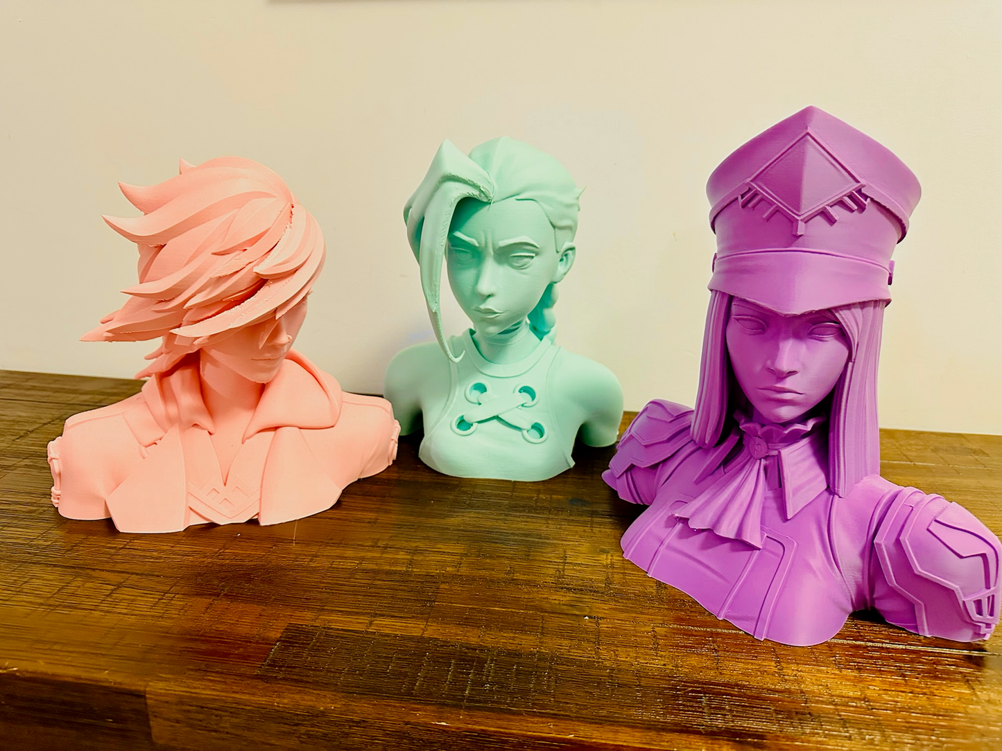 Arcane: Jinx, Vi, Isha & Caitlyn Bust Statues - 24cm Tall, Matte Finish