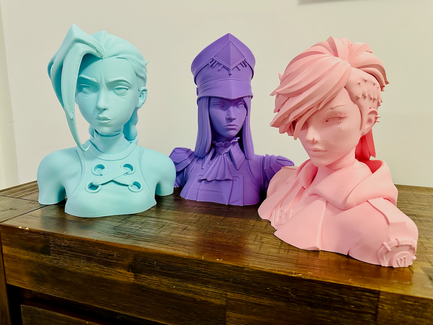 Arcane: Jinx, Vi, Isha & Caitlyn Bust Statues - 24cm Tall, Matte Finish