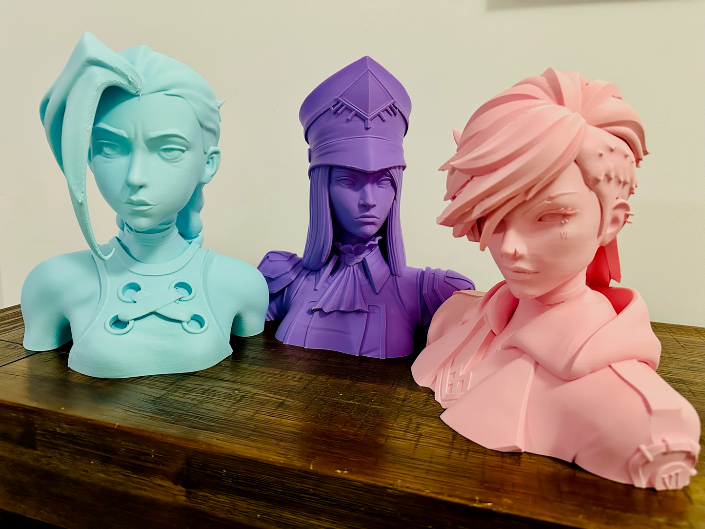 Arcane: Jinx, Vi, Isha & Caitlyn Bust Statues - 24cm Tall, Matte Finish
