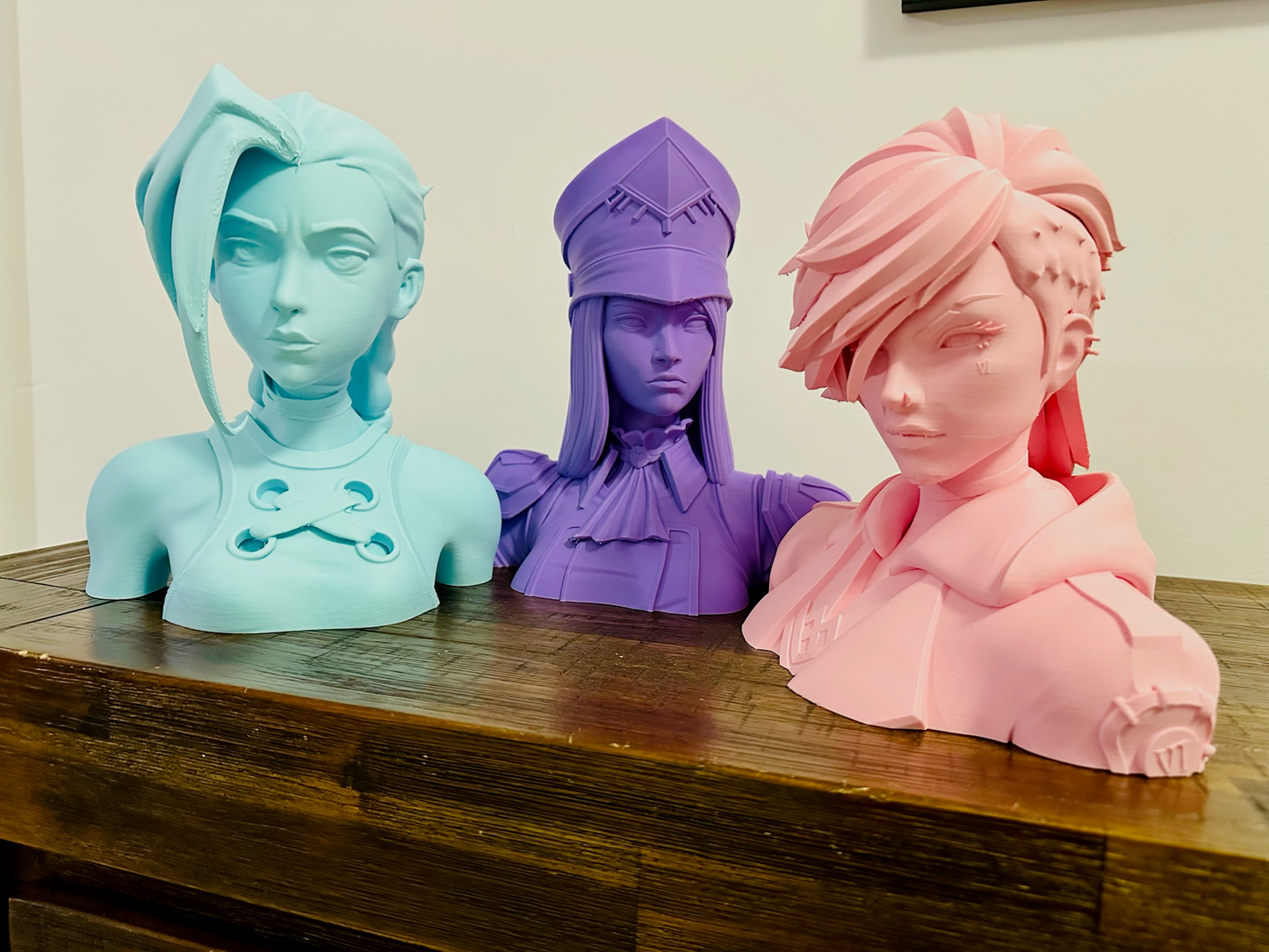Arcane: Jinx, Vi, Isha & Caitlyn Bust Statues - 24cm Tall, Matte Finish