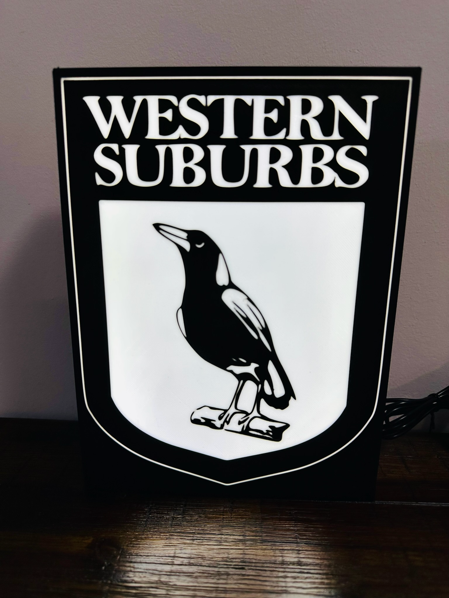 Western Suburbs Magpies - Team Logo - Light Box / Night Light