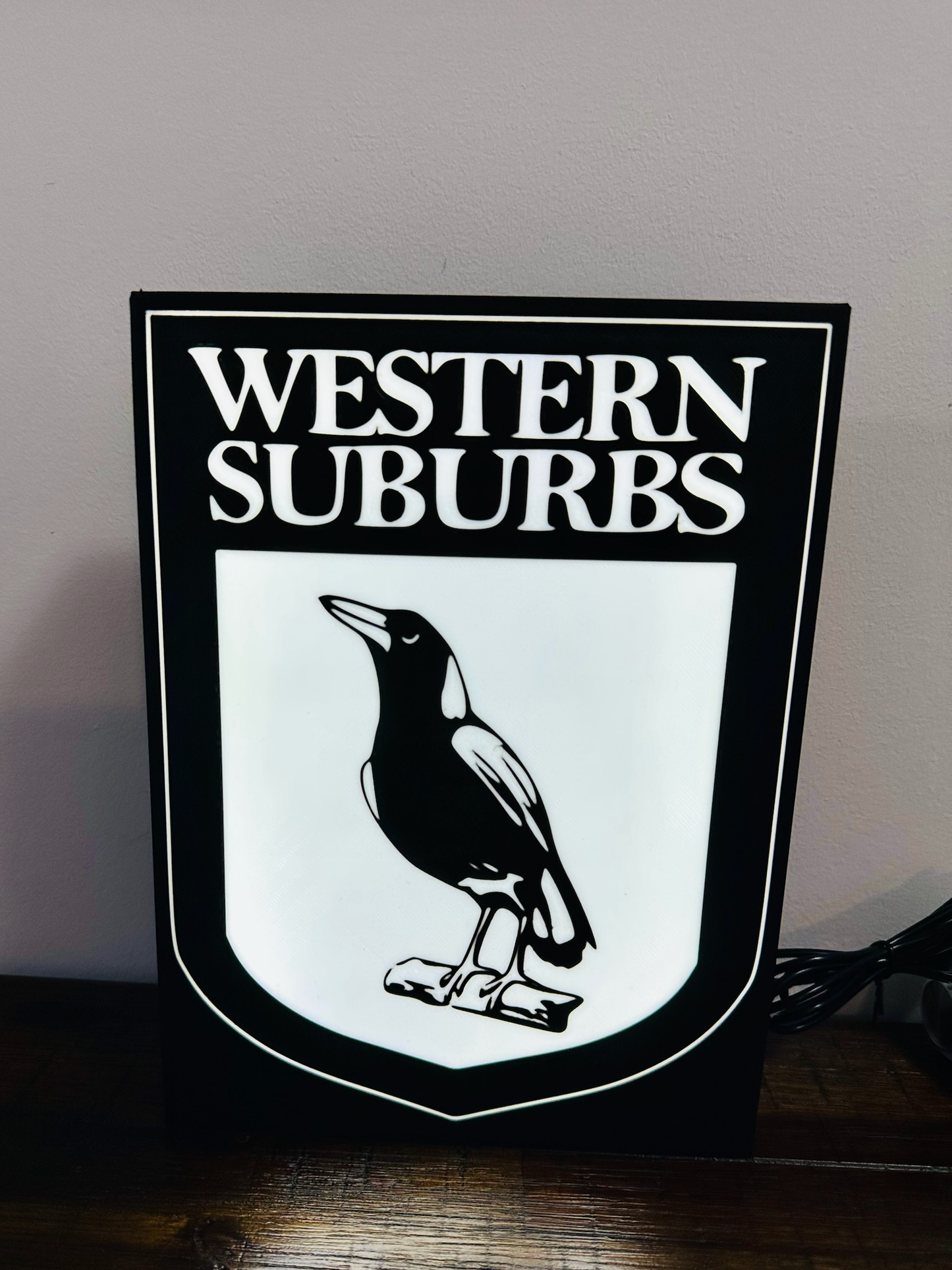 Western Suburbs Magpies - Team Logo - Light Box / Night Light