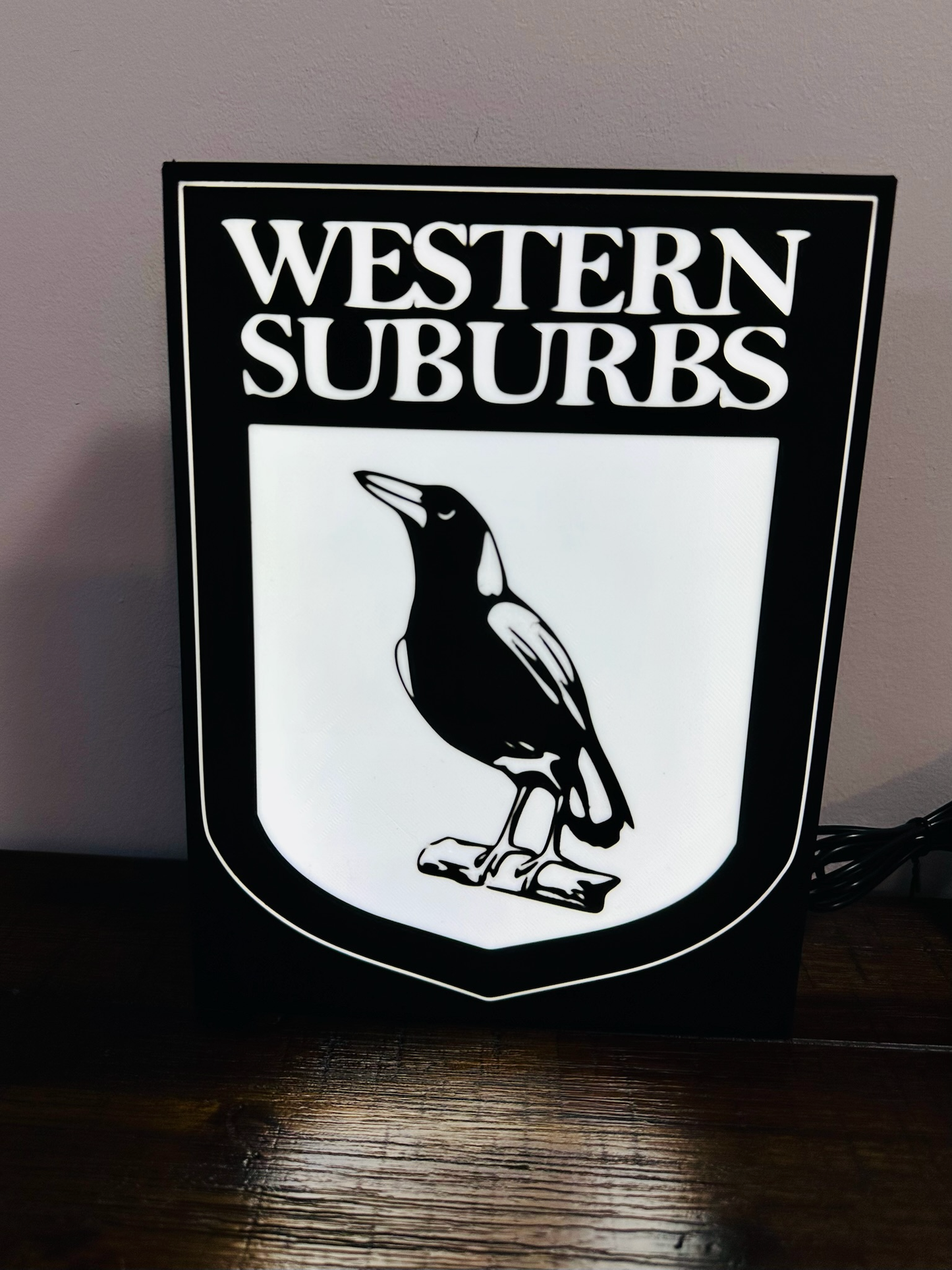 Western Suburbs Magpies - Team Logo - Light Box / Night Light