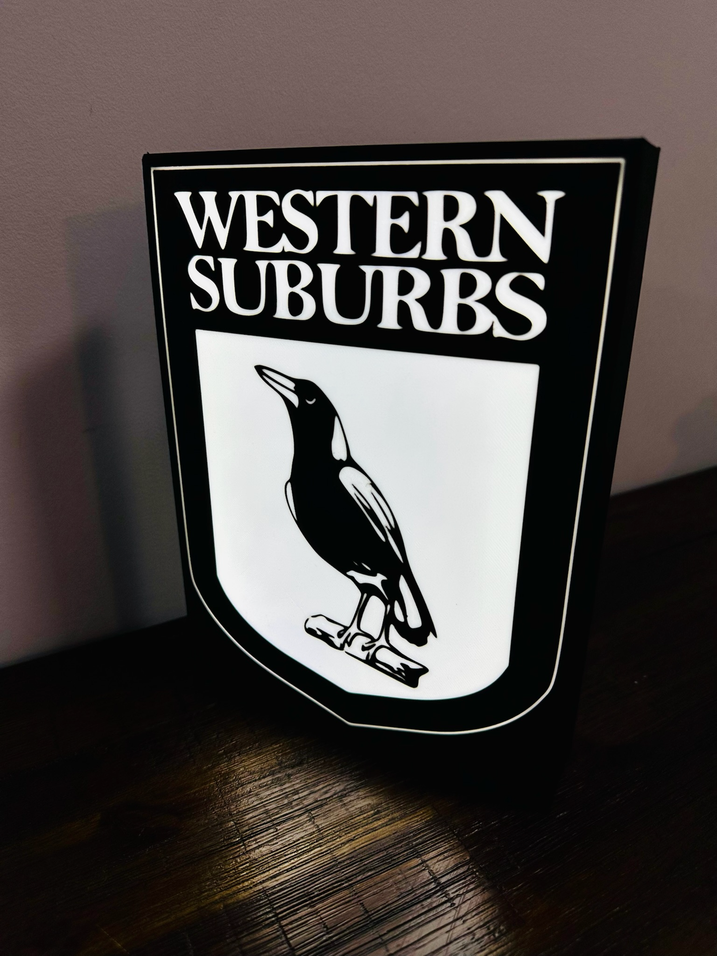 Western Suburbs Magpies - Team Logo - Light Box / Night Light