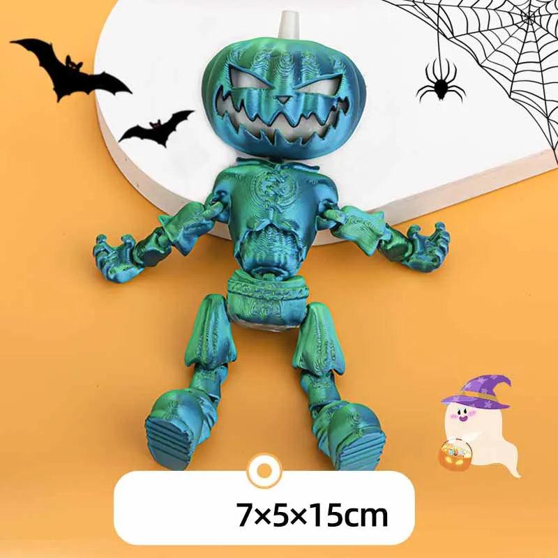 Halloween Decoration: Rainbow Flexible Pumpkin Head Skeleton with movement & Glow in the Dark Eyes - Michael's 3D World