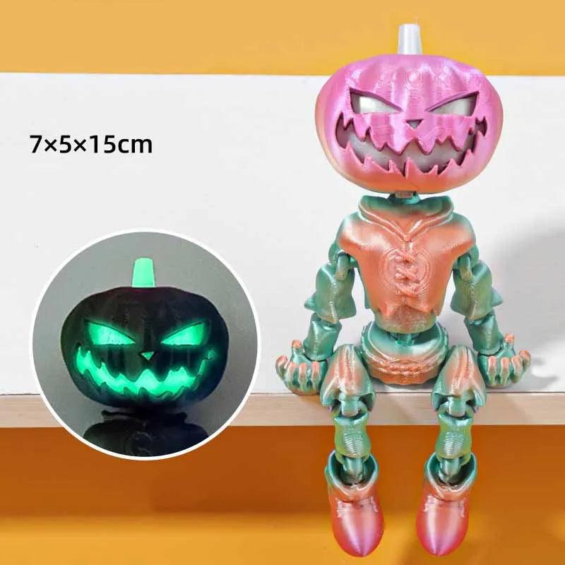 Halloween Decoration: Rainbow Flexible Pumpkin Head Skeleton with movement & Glow in the Dark Eyes - Michael's 3D World