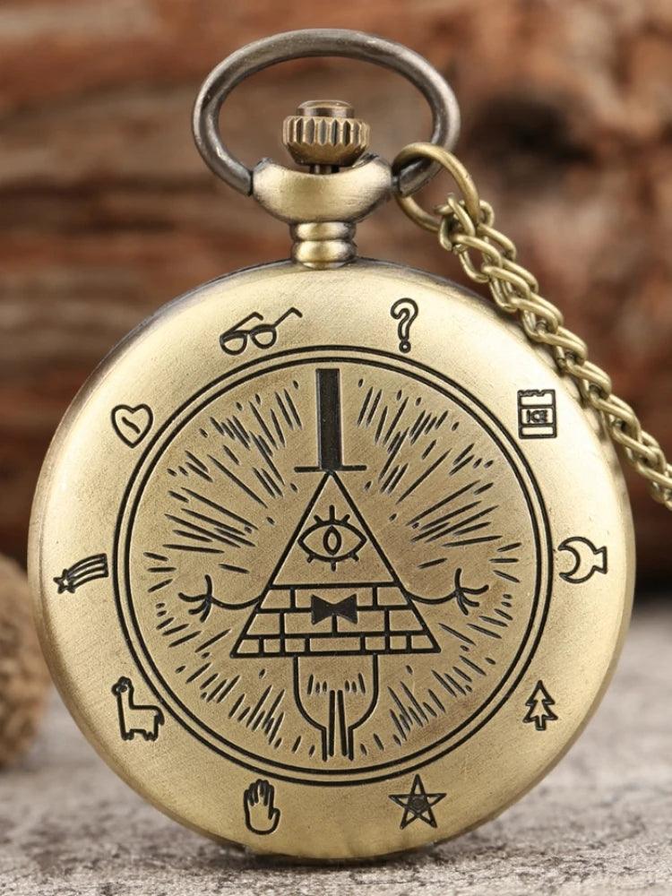 Gravity Falls: Bill Cipher & Zodiac Pocket Watch - Laser Engraved Gold Coloured Pocket Watch - Michael's 3D World