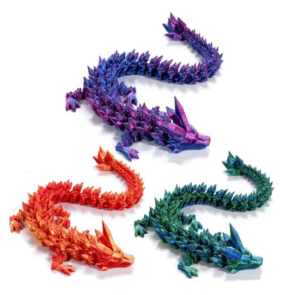 30cm Long - Coloured Flexible Articulated Crystalline Dragon - Michael's 3D World