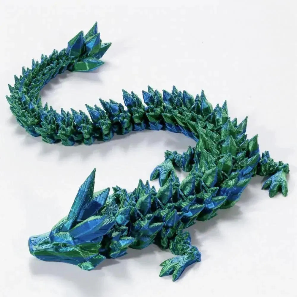 30cm Long - Coloured Flexible Articulated Crystalline Dragon - Michael's 3D World
