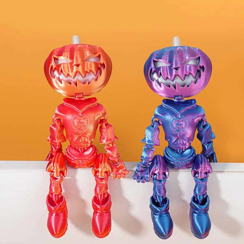 Halloween Decoration: Rainbow Flexible Pumpkin Head Skeleton with movement & Glow in the Dark Eyes - Michael's 3D World