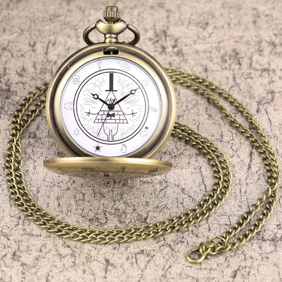 Gravity Falls: Bill Cipher & Zodiac Pocket Watch - Laser Engraved Gold Coloured Pocket Watch - Michael's 3D World