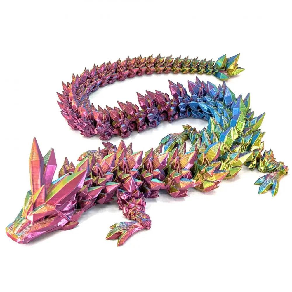 30cm Long - Coloured Flexible Articulated Crystalline Dragon - Michael's 3D World