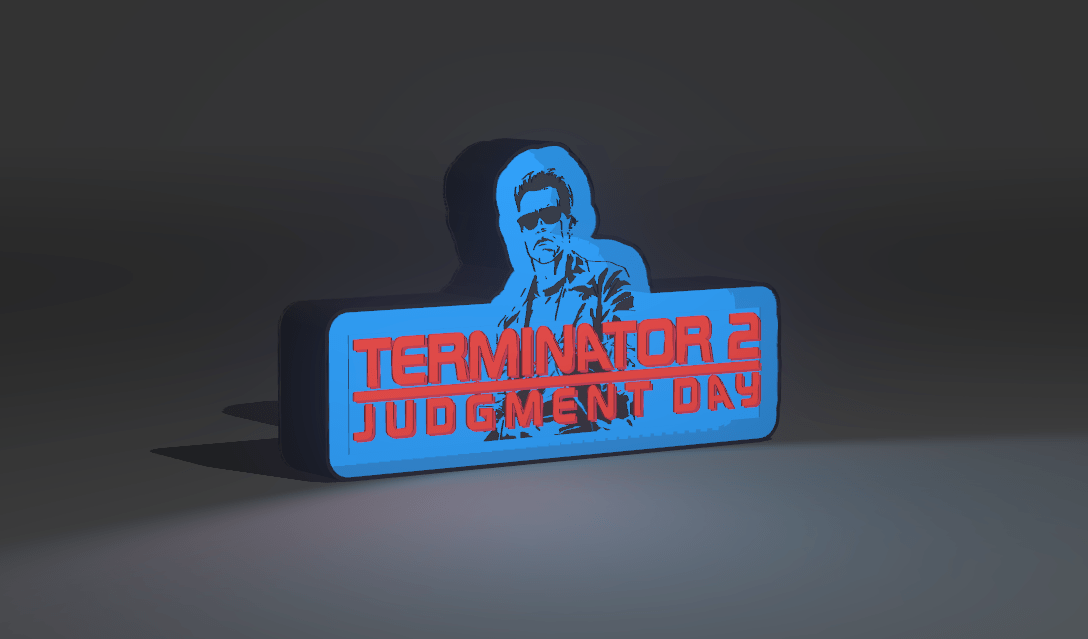 Terminator 2 - Movie Logo LED Light Up Artwork / Wall Art / Sign