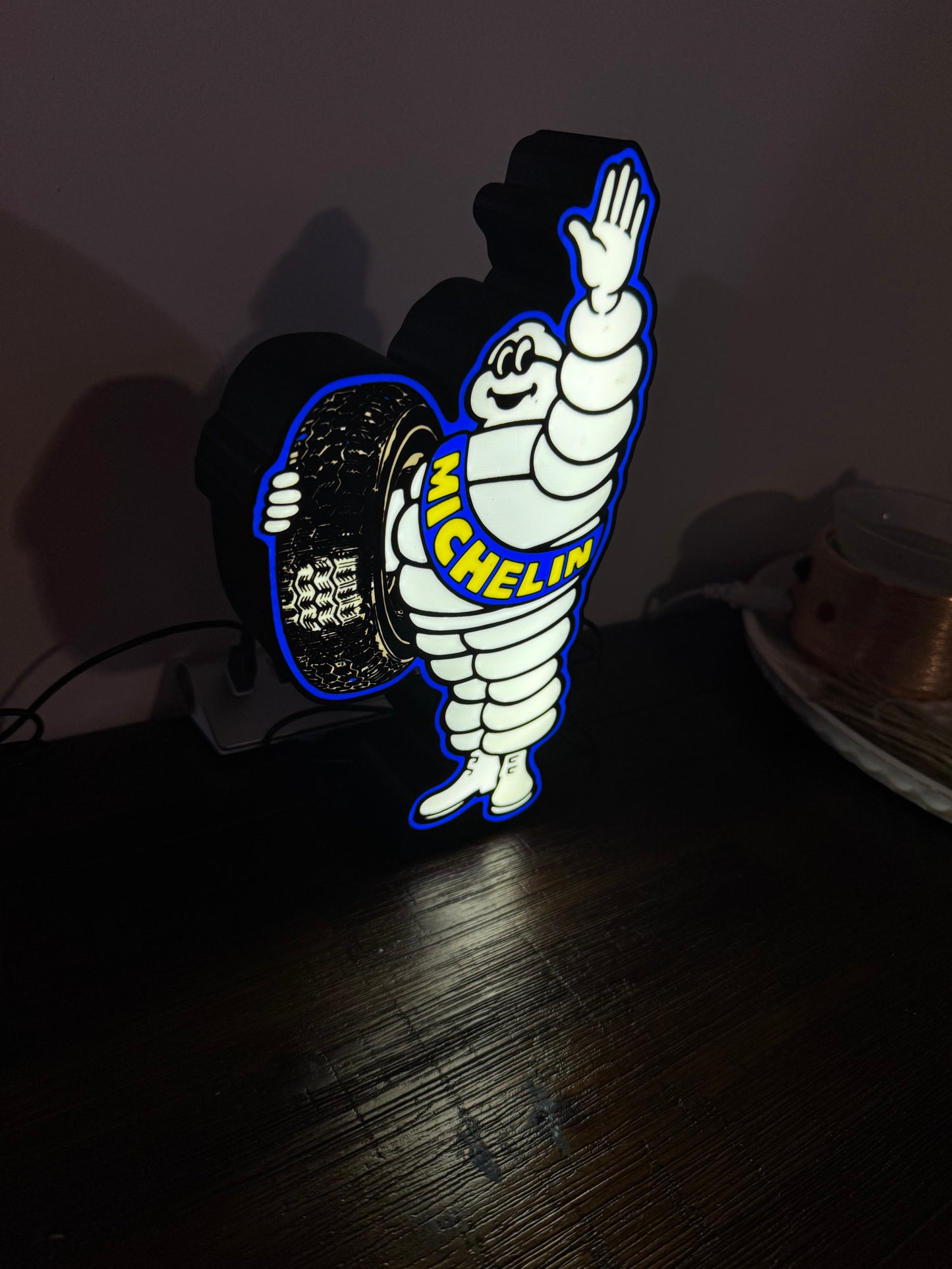 Michelin Man Tyre Logo - LED Light Up Sign / Illuminated Wall Art