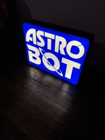 Astrobot - Blue & White LED Light Up Sign / Night Light - USB Powered