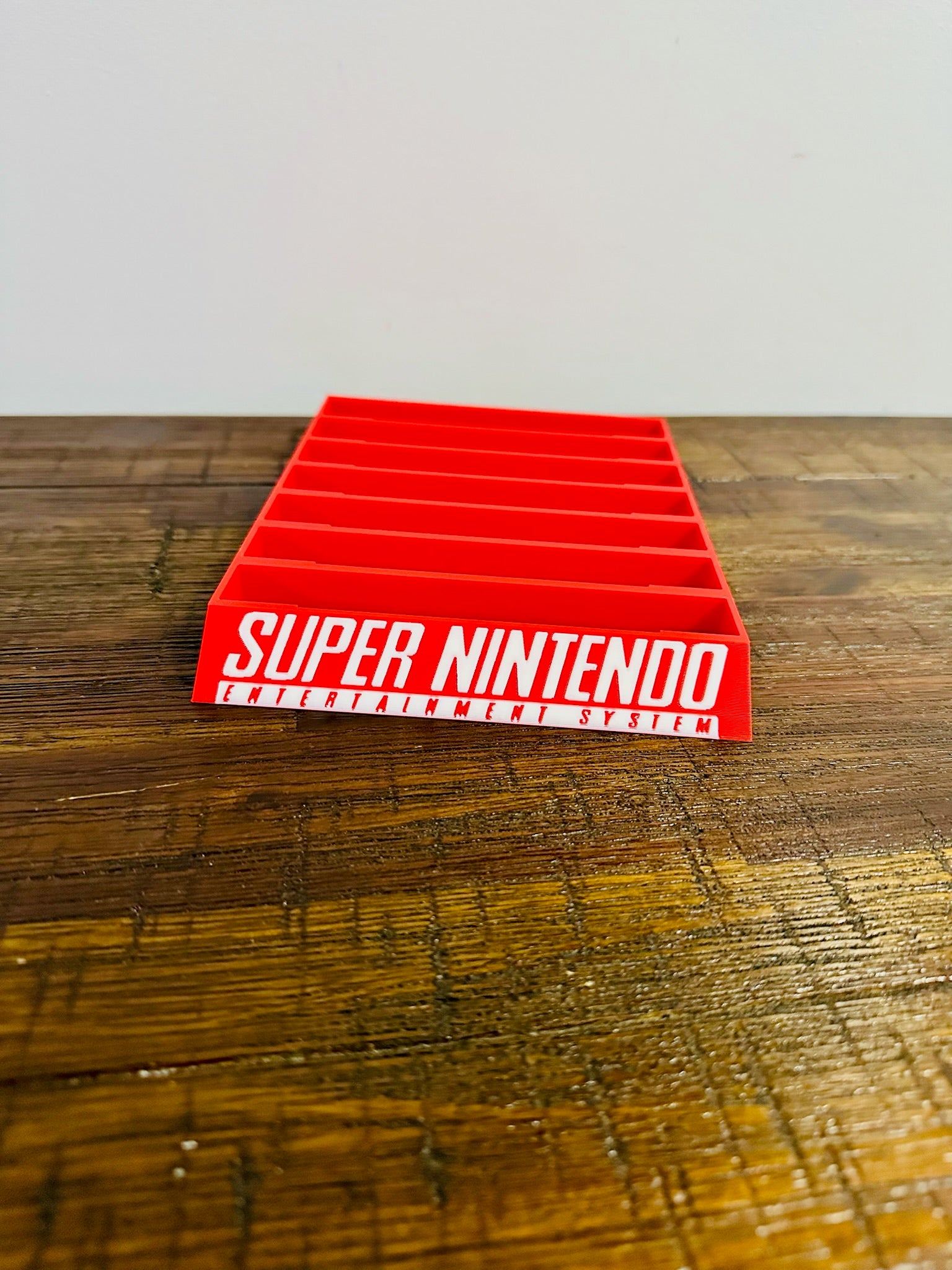 Super Nintendo Game Holder - Red & White Coloured Text - Holds 7 Games - Bright!