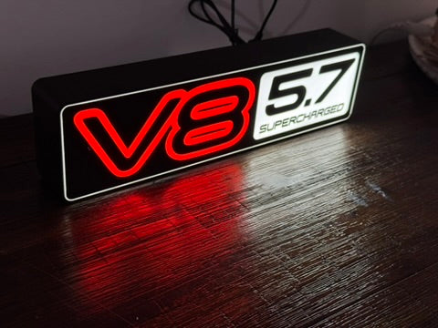 Holden VT VY V8 5.7 Supercharged Badge - Light Up Artwork / Illuminated Wall Art / LED Display Copy