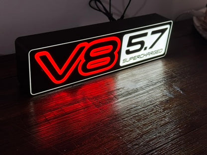 Holden VT VY V8 5.7 Supercharged Badge - Light Up Artwork / Illuminated Wall Art / LED Display Copy