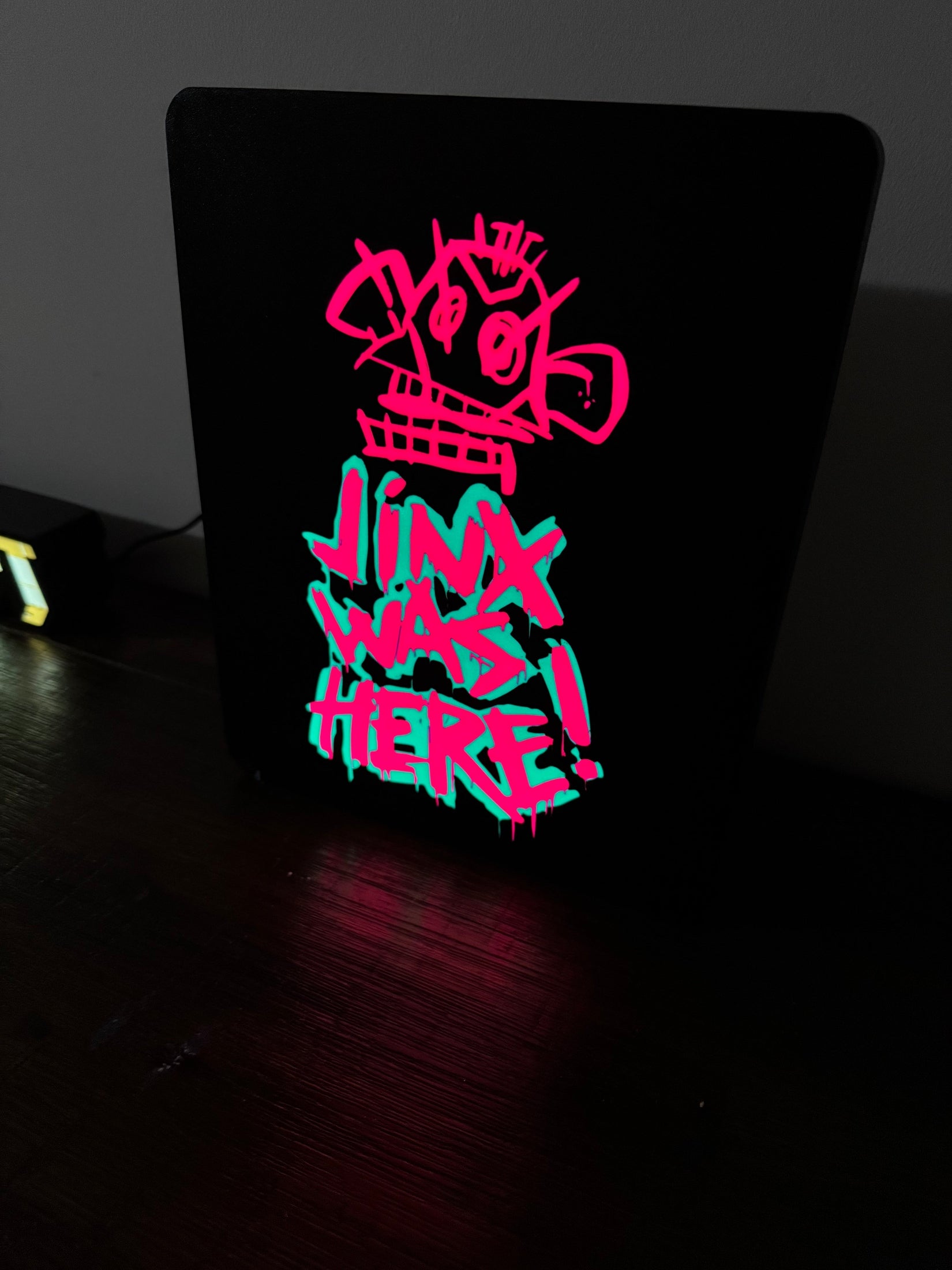 Arcane: Jinx was here graffiti- Bright light up LED Night Light