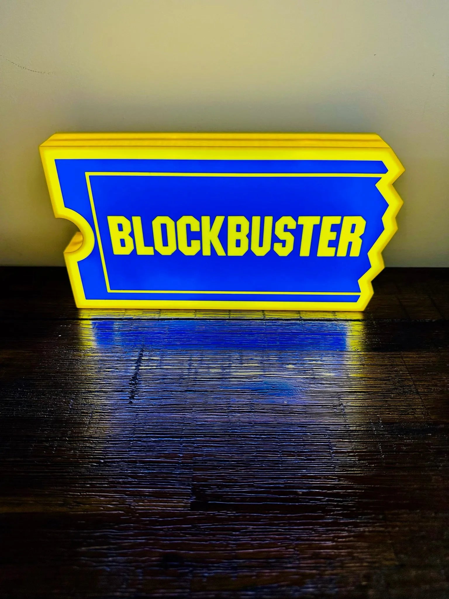 Block Buster Logo - Brilliant Blue & Yellow - USB powered Night Light / Wall Art - Michael's 3D World