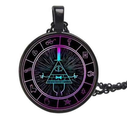 Bill Cipher Zodiac Wheel - Glass Pendant/Necklace - Bright Colours - Michael's 3D World