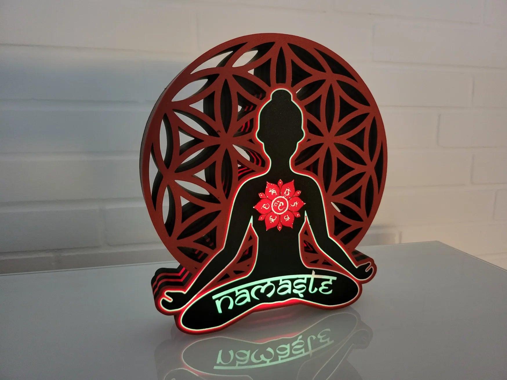 Namaste - Meditating Buddha - Light up Sign - LED Lit, USB Powered - Michael's 3D World