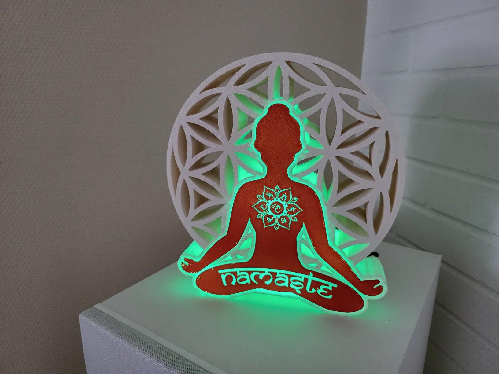 Namaste - Meditating Buddha - Light up Sign - LED Lit, USB Powered - Michael's 3D World