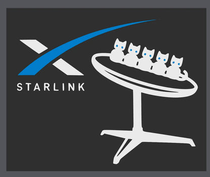 Starlink SpaceX Logo with cats - LED Light Up Decoration / Wall Art - USB Powered