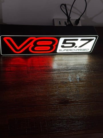 Holden VT VY V8 5.7 Supercharged Badge - Light Up Artwork / Illuminated Wall Art / LED Display Copy