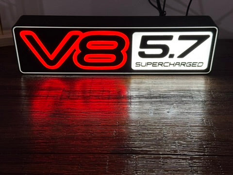 Holden VT VY V8 5.7 Supercharged Badge - Light Up Artwork / Illuminated Wall Art / LED Display Copy