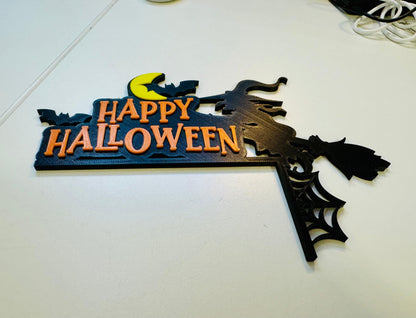 “Happy Halloween” Witch & Broomstick Door Corner Decoration - Michael's 3D World
