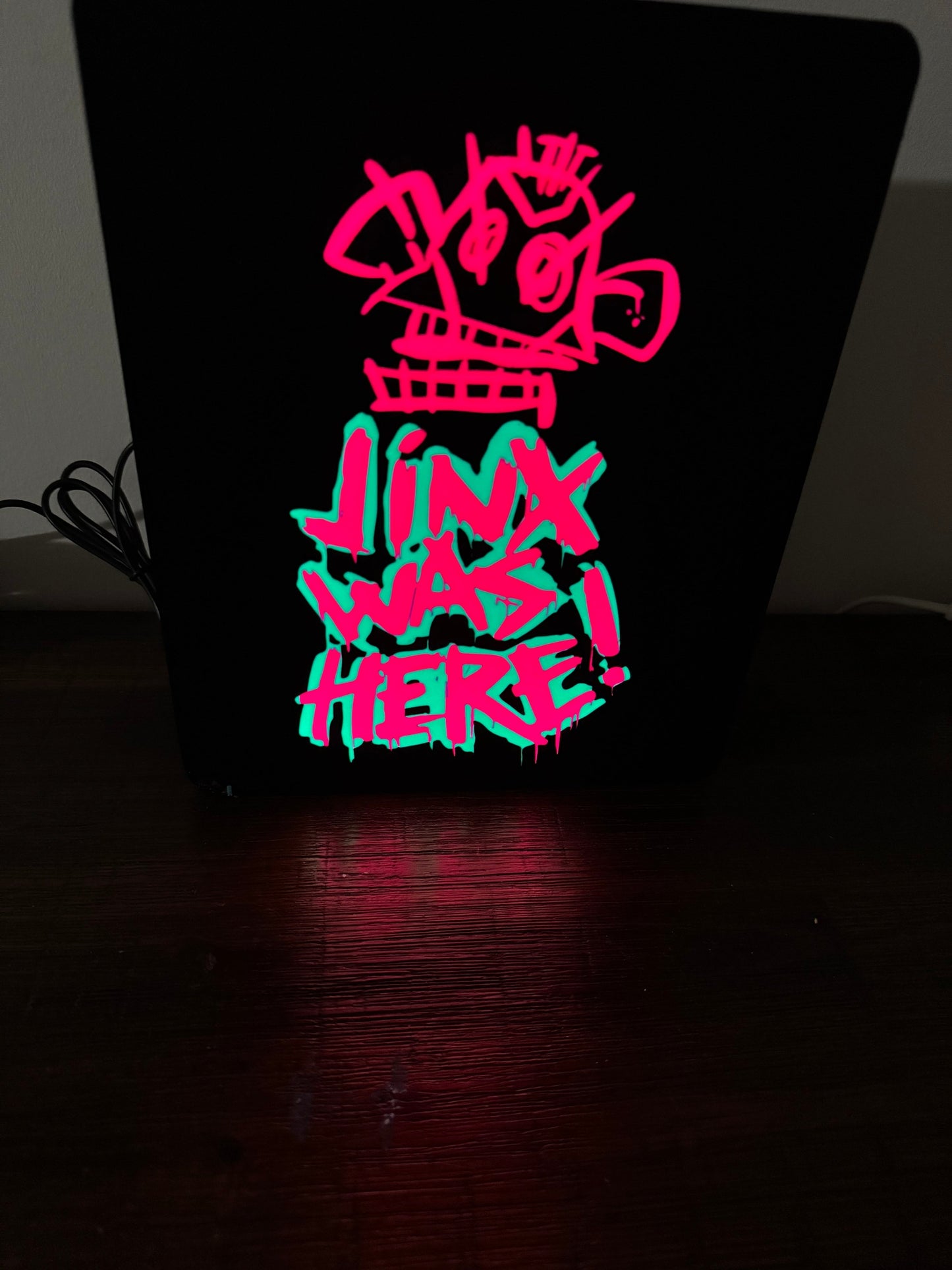 Arcane: Jinx was here graffiti- Bright light up LED Night Light