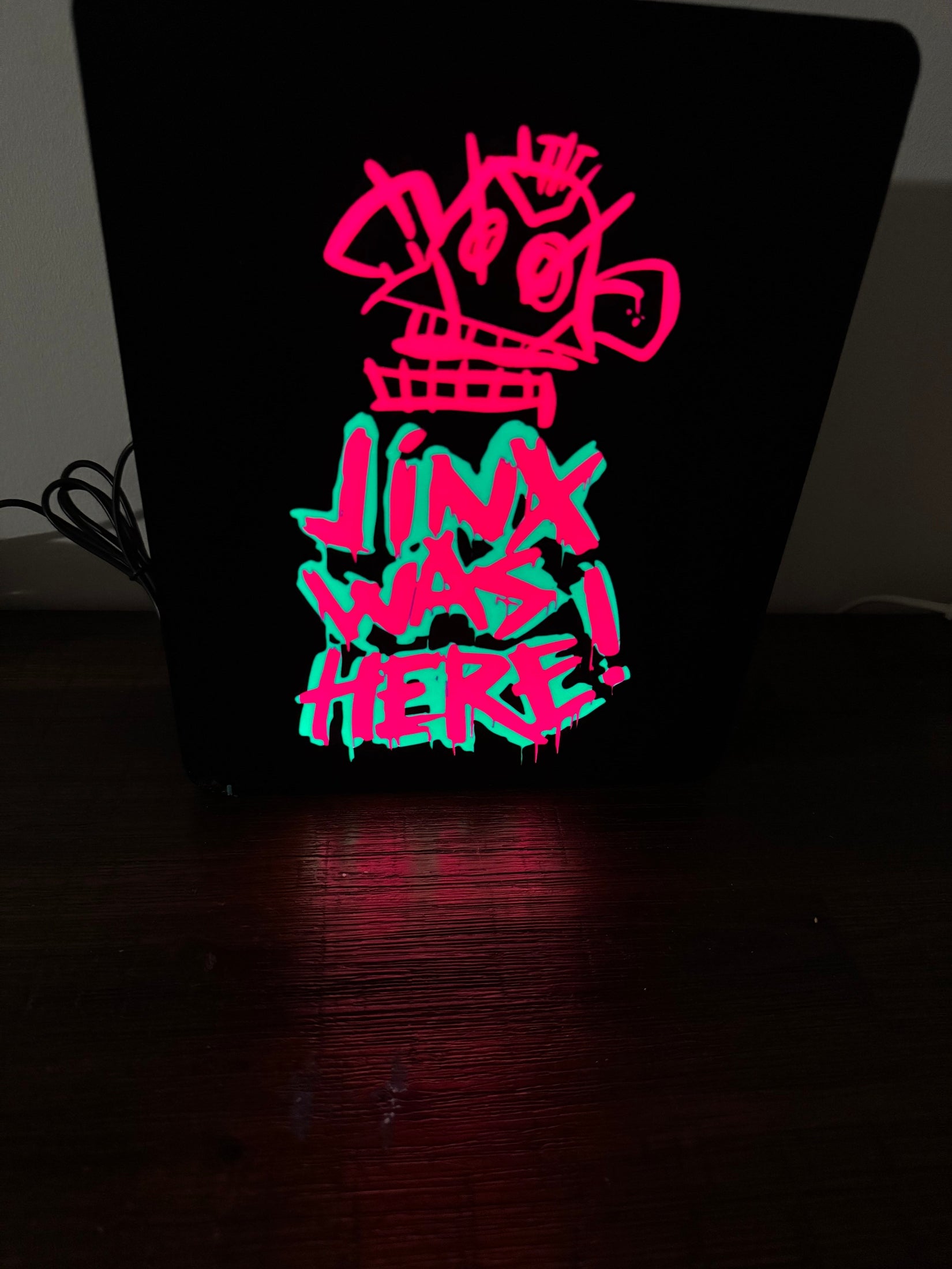 Arcane: Jinx was here graffiti- Bright light up LED Night Light