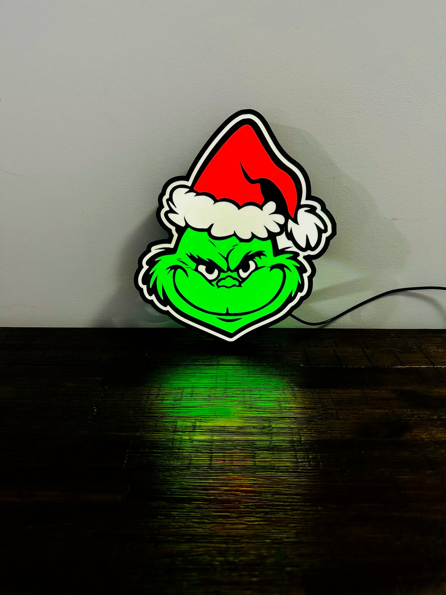 Grinning Grinch Christmas Light Up Decoration / Wall Art - USB Powered