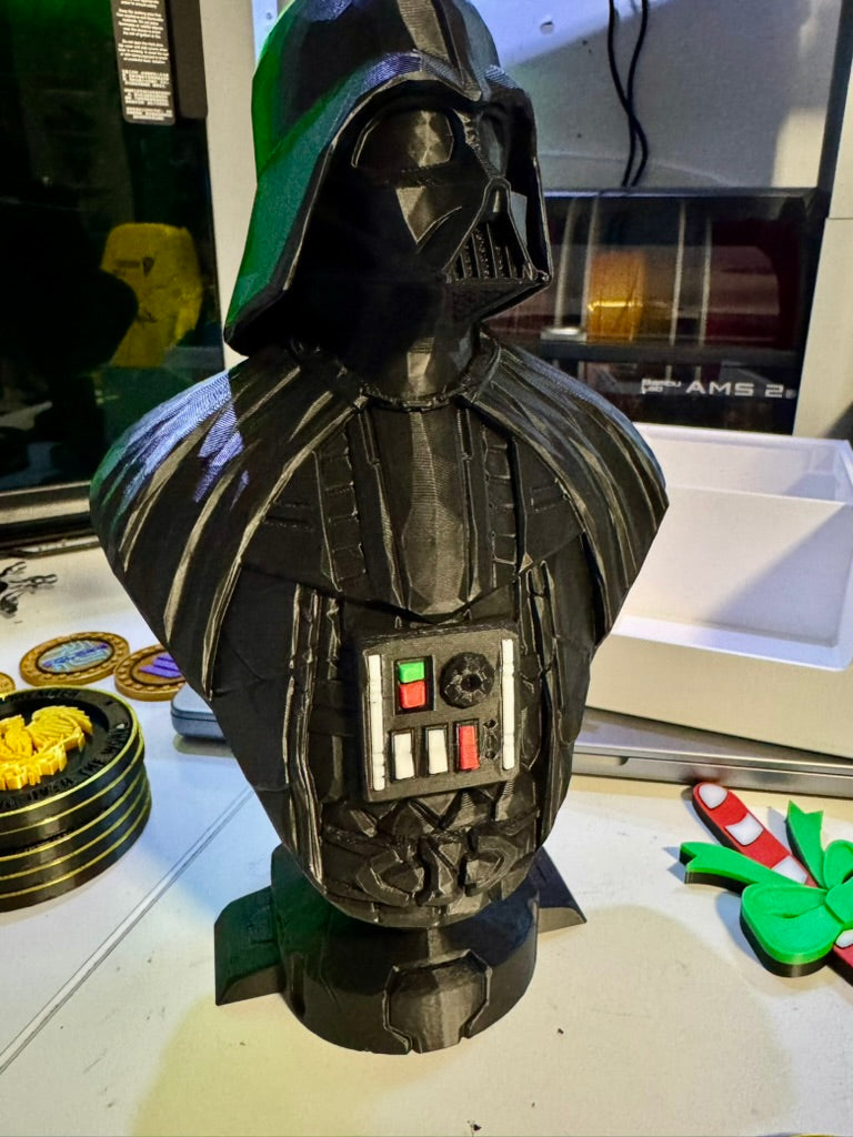 Large Darth Vader Bust - Coloured Chest Buttons - The Force at Your Desk!