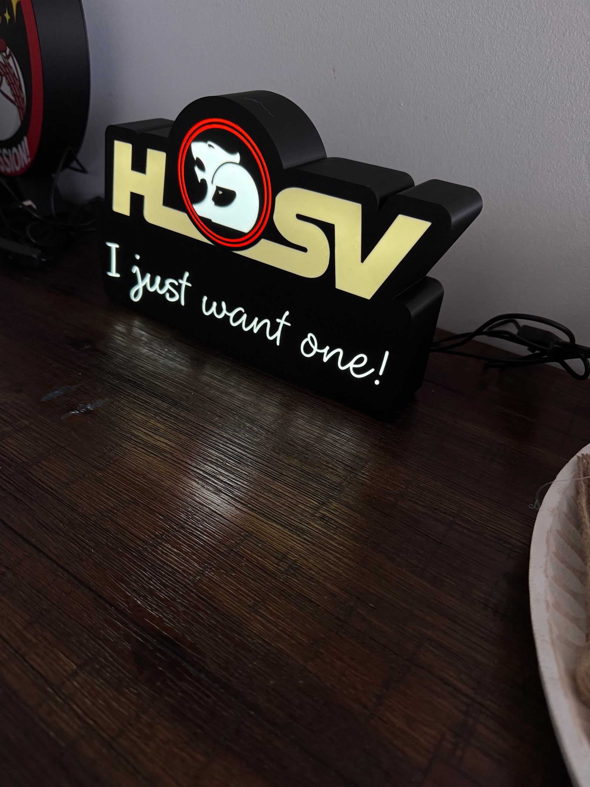 Holden HSV “I just want one” Logo - LED Light Up Display Art - USB Powered