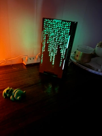 The Matrix - Green Characters - 4 Sided Table Lamp - LED Light Up Artwork / LED Illuminated Lamp