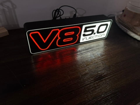 Holden VN VP V8 5.0 Injection Badge Logo - Light Up Artwork / Illuminated Wall Art / LED Display