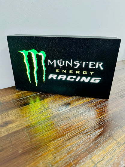 Monster Energy Racing - Bright White & Green Light Up Artwork / LED Wall Art / Display