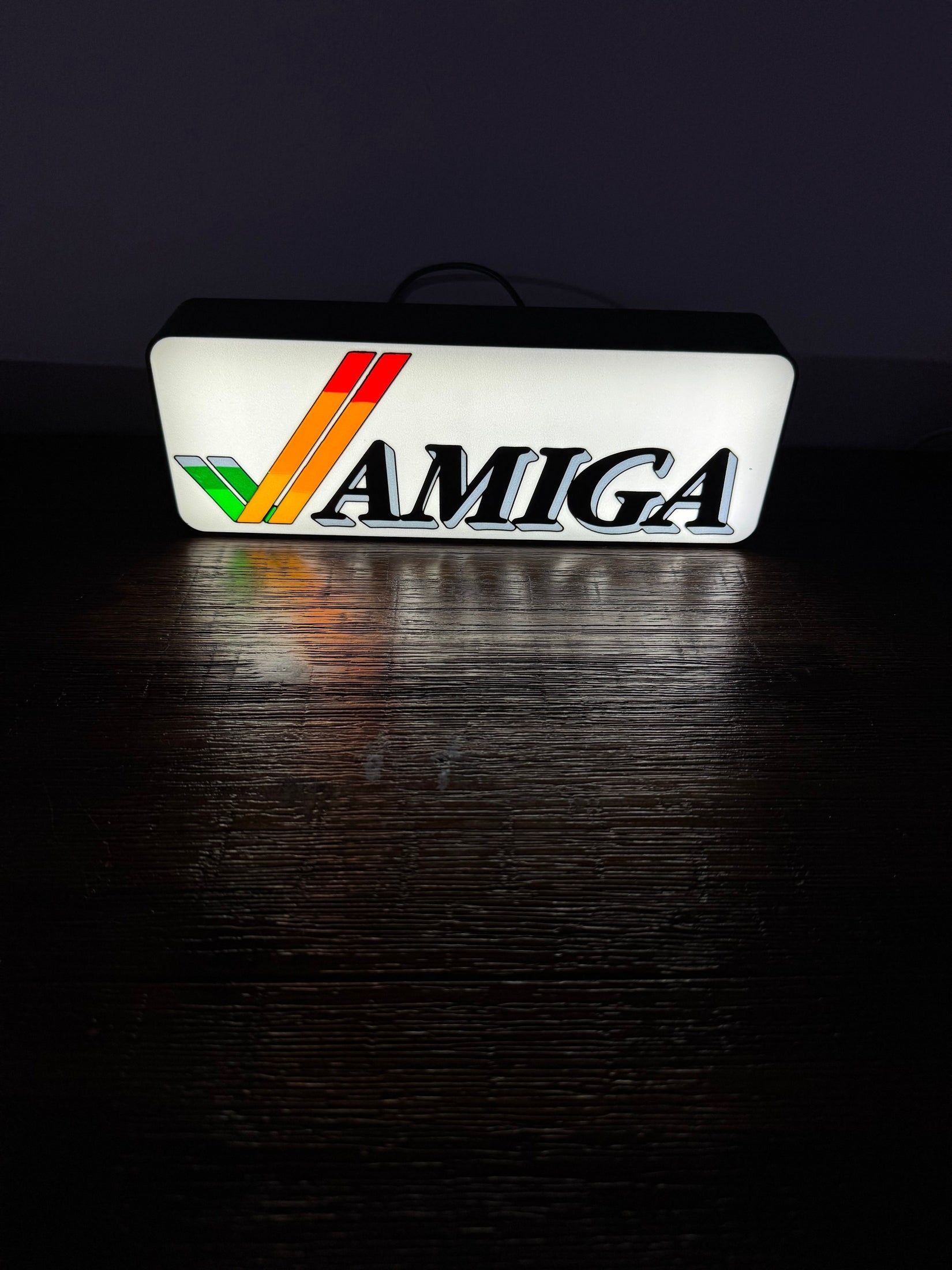 Commodore Amiga Logo & Word - LED Light up Sign - Vintage Computing Wall Art