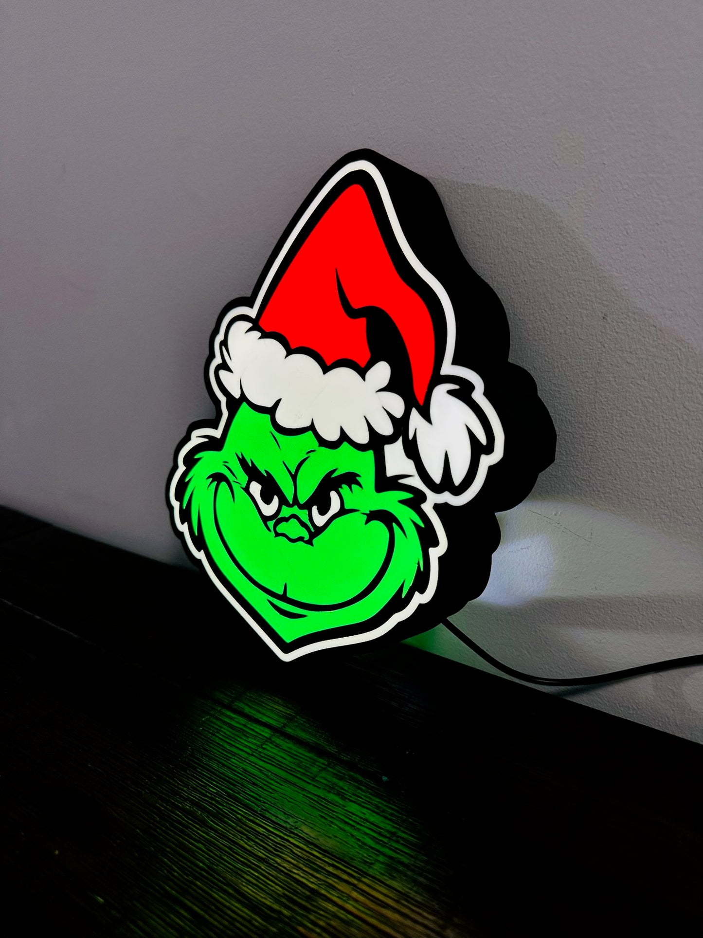 Grinning Grinch Christmas Light Up Decoration / Wall Art - USB Powered