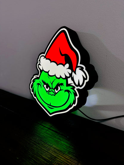 Grinning Grinch Christmas Light Up Decoration / Wall Art - USB Powered