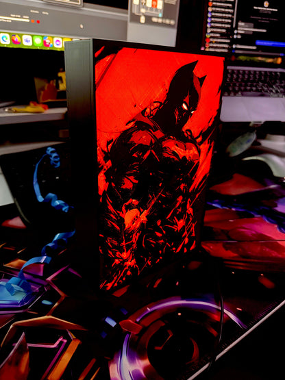 Red Batman silhouette - Unique Wall Art Decoration - USB powered