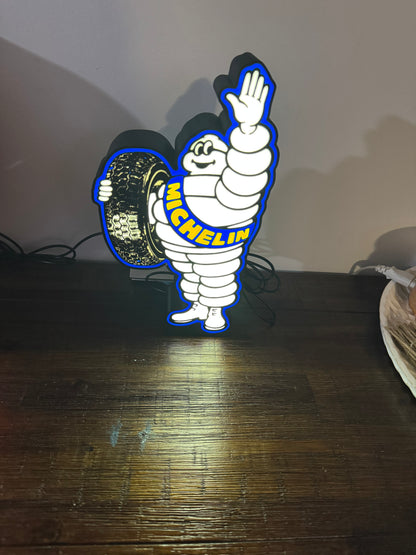 Michelin Man Tyre Logo - LED Light Up Sign / Illuminated Wall Art