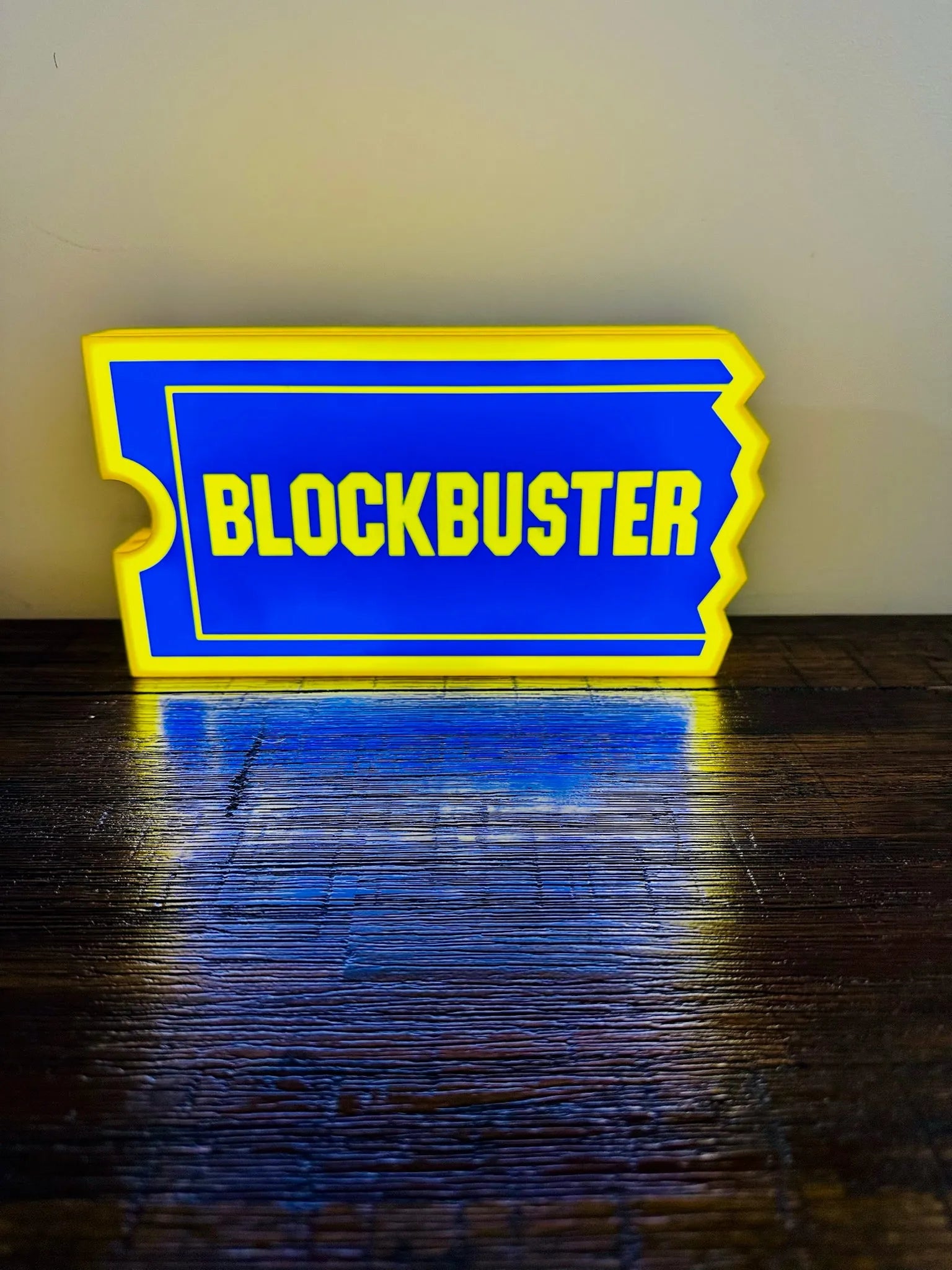 Block Buster Logo - Brilliant Blue & Yellow - USB powered Night Light / Wall Art - Michael's 3D World