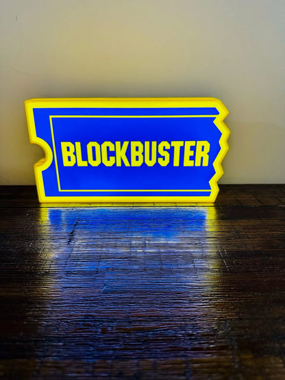 Block Buster Logo - Brilliant Blue & Yellow - USB powered Night Light / Wall Art - Michael's 3D World